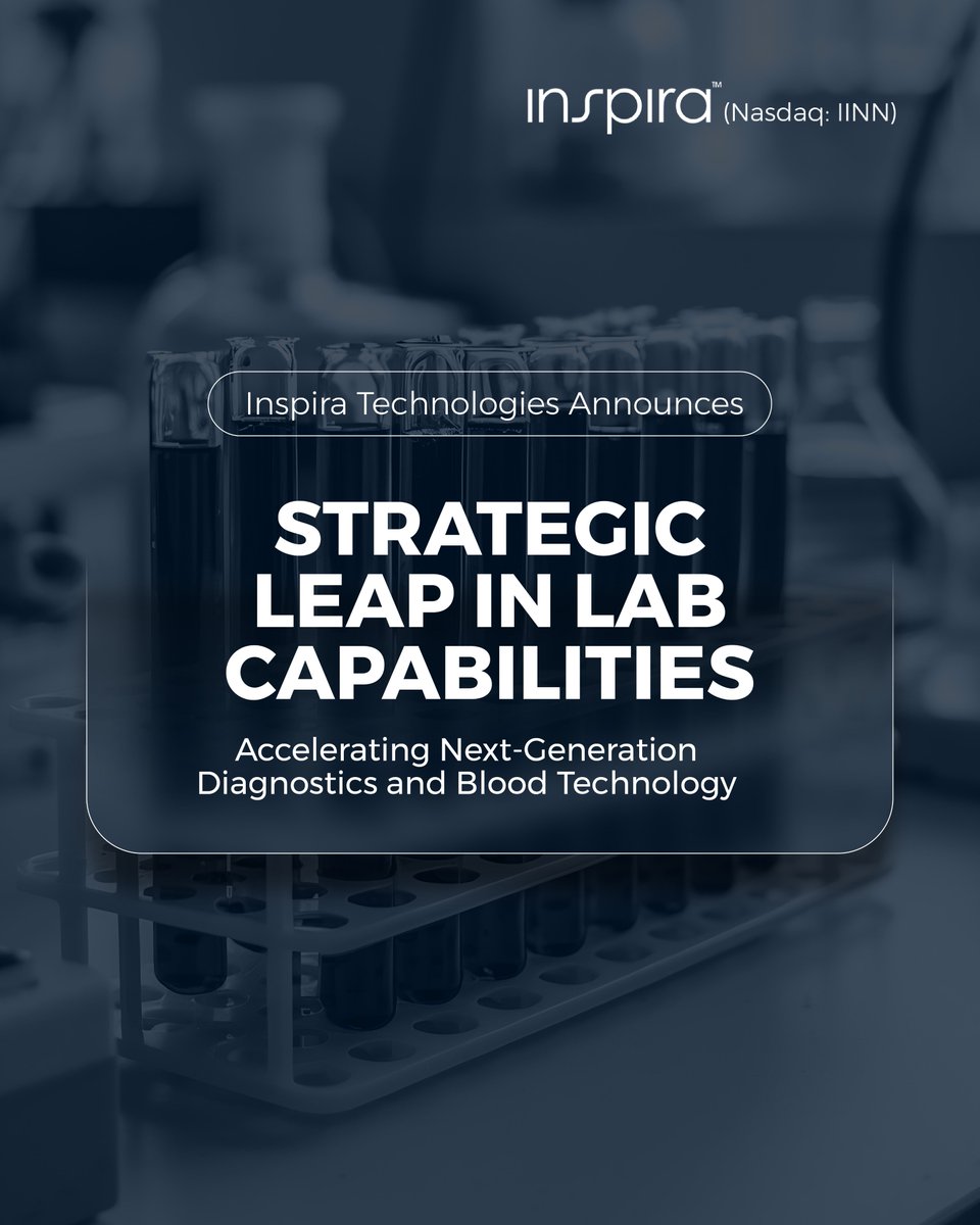 Inspira announced a strategic expansion of its blood laboratory capabilities, moving to a substantially larger state-of-the-art facility, planning to increase recruitment and upgrade instrumentation to support next-generation blood-analysis technologies. $IINN