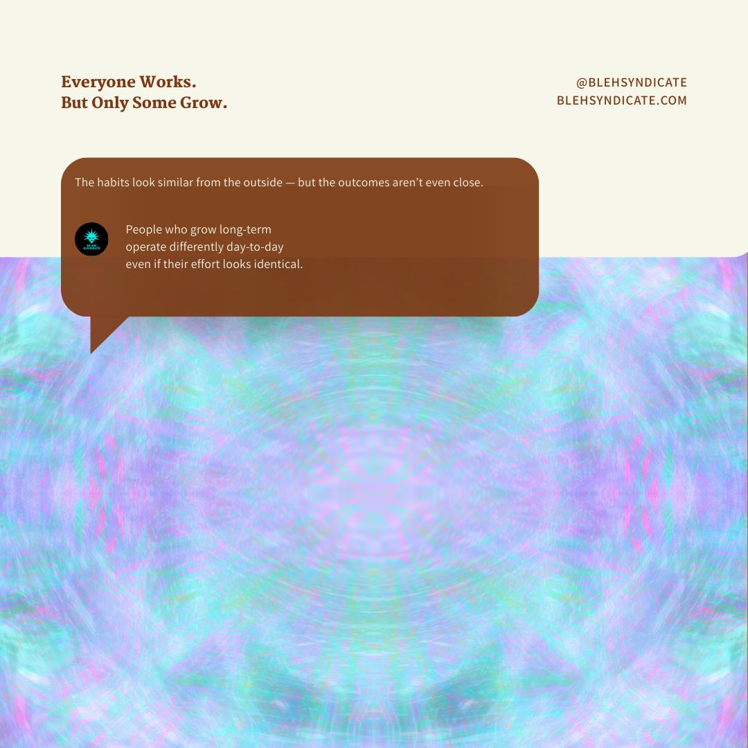BlehSyndicate's tweet image. Busy people work harder. Growing people work smarter.
The difference isn’t the hours — it’s the priorities.

You don’t scale by doing more.
You scale by choosing better.
When the work compounds, the growth becomes unavoidable.

🧱 DM “GROWTH”