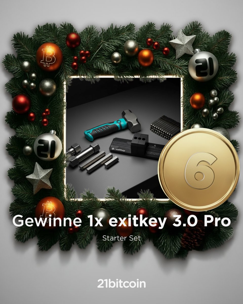 Heute hast du die Möglichkeit ein exitkey 3.0 Pro - Starter Set für die sichere Verwahrung deiner Seed Phrase zu gewinnen 🎅

So machst du mit:
➡️ Folge <a href="/exitkey_at/">exitkey</a> &amp; <a href="/21bitcoinApp/">21bitcoin 🇪🇺</a> 
🔁 Teile diesen Post
💬 Schreib uns in die Kommentare, ob du 12 oder 24 Seedwörter bevorzugst (und