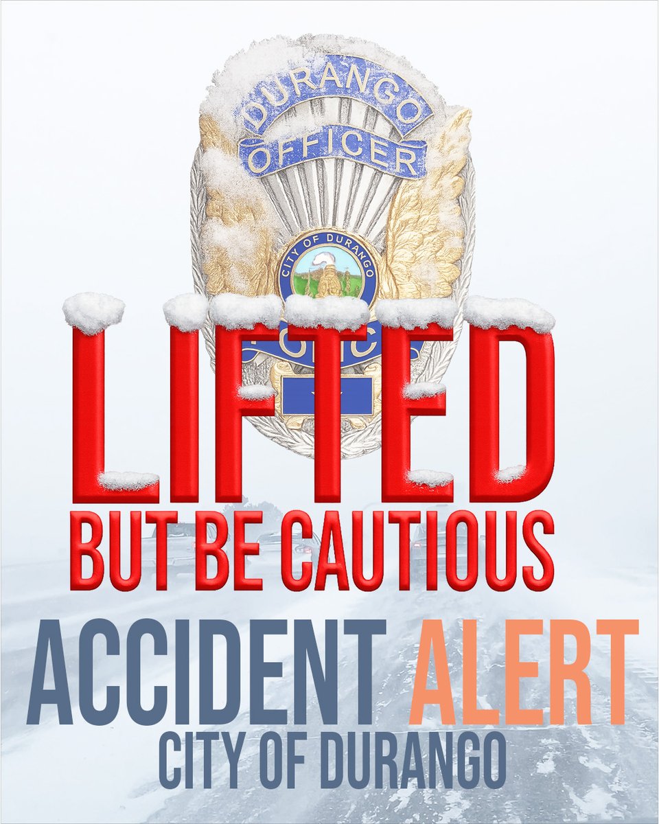 UPDATE: ❄️ Accident Alert LIFTED ❄️
The Accident Alert for the City of Durango has been lifted as of 5:20am, but there’s still plenty of ice and snow out there.
Please keep driving like there’s hot <a href="/durangojoes/">Durango Joes Coffee</a> in your lap and you really don’t want to wear it. ☕😅
Slow down,
