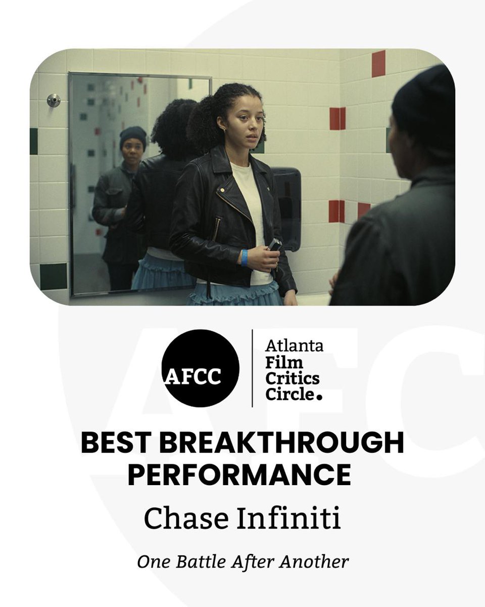 ATLFilmCritics's tweet image. Best Breakthrough Performance 
Chase Infiniti - One Battle After Another
@warnerbros @onebattleafteranother
#AFCCAwards #AFCC #ForTheLoveOfMovies