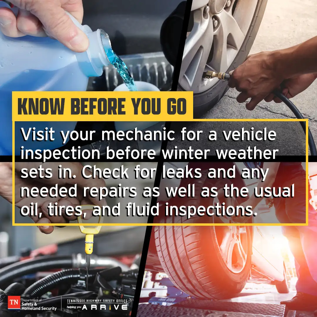 The best time to get ready for winter weather is now, before it sets in! Visit your mechanic for maintenance and have your vehicle checked for leaks and repairs.