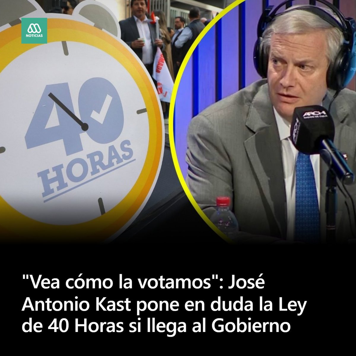 🗳️#DebateArchi | El candidato presidencial de oposición, José Antonio Kast, puso en duda el futuro de la implementación de la Ley de 40 Horas