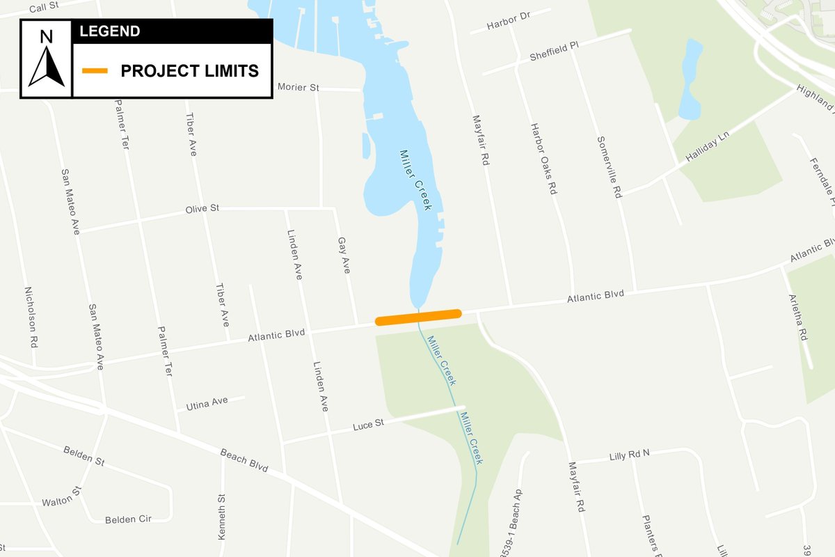 As part of routine bridge maintenance, the Atlantic Boulevard bridge over Miller Creek will close at 9:30 p.m. Thursday, Dec. 4 and reopen by 4:30 a.m. Friday, Dec. 5. Drivers should follow posted detours and plan additional time to reach their destinations.