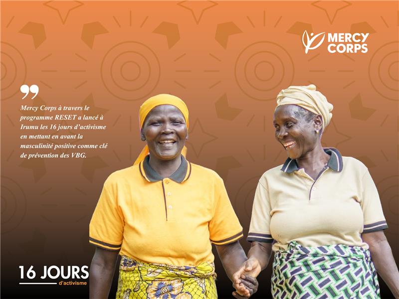 À Irumu, +70 personnes ont lancé les #16Jours d’activisme contre les violences faites aux femmes et filles. Mercy Corps met en avant la #MasculinitéPositive pour déconstruire les normes nocives et bâtir des relations égalitaires. ✊ #StopVBG #RESET