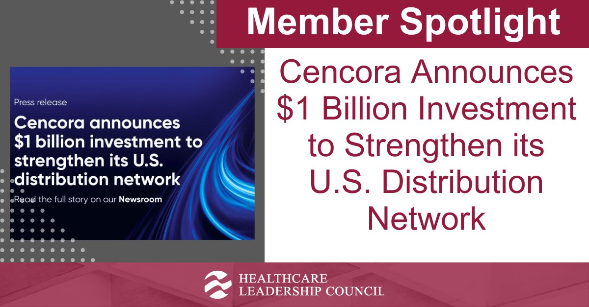 HLC_DC's tweet photo. 🚚 HLC member company @CencoraGlobal announced plans to invest $1 billion through 2030 to bolster and expand its pharmaceutical distribution network in the United States. This will strengthen its ability to support patients’ evolving needs.  Learn more: https://t.co/lntw7moGUU https://t.co/8NdRQJPSX8