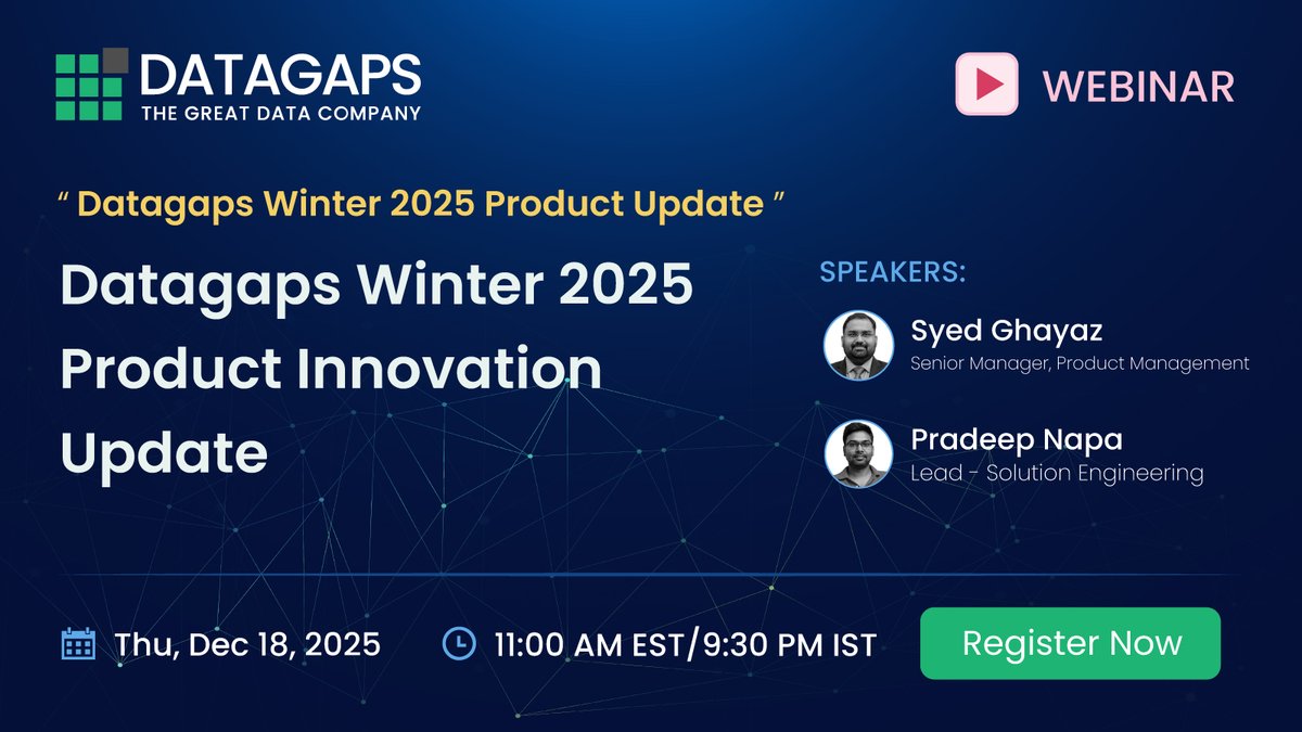 DatagapsTeam's tweet image. @DatagapsTeam unveiling major innovations across #AIautomation, #BIvalidation, and #DataObservability. Register at: hubs.la/Q03WBXY20
See how AI Agents, new connectors, Power BI upgrades, and QuickSight integration elevate data reliability. #ProductUpdate