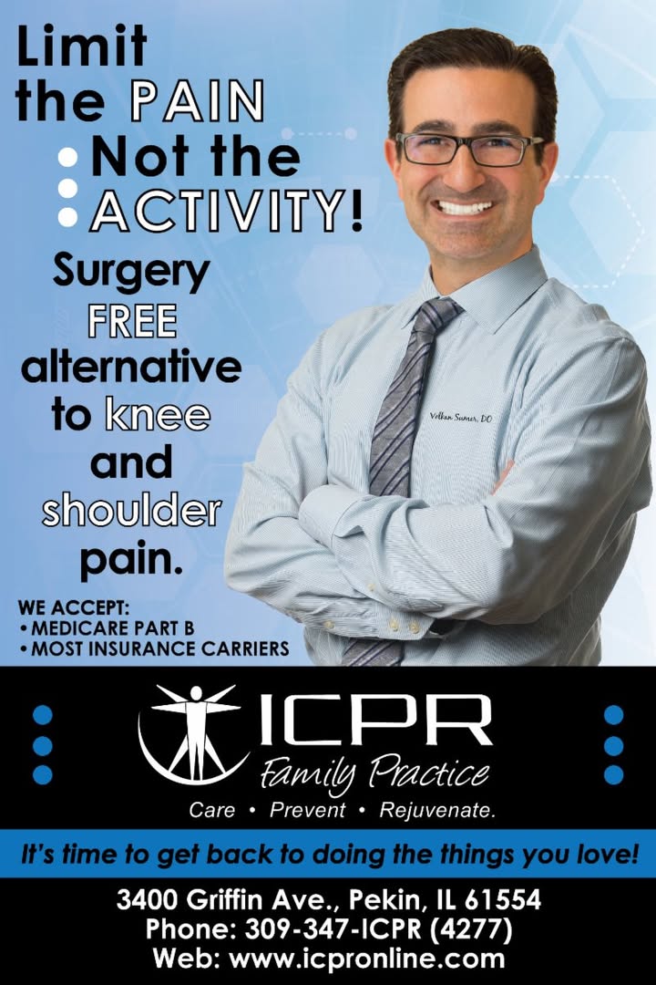 icpronline's tweet photo. "There's nothing like your natural knee or shoulder!" Schedule a consult today.  (309)347-4277. https://t.co/NQQPqI5lri https://t.co/Wt1MNbvyEP