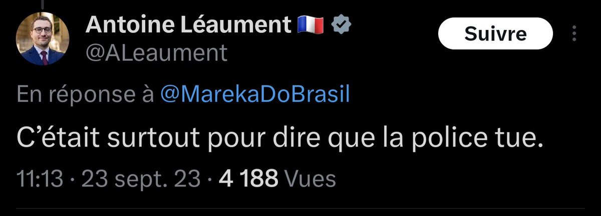 MantusAdvocate's tweet photo. @ALeaument @PoliceNationale @NunezLaurent La police ne tue plus ducoup ? https://t.co/XDvoc8pD6J