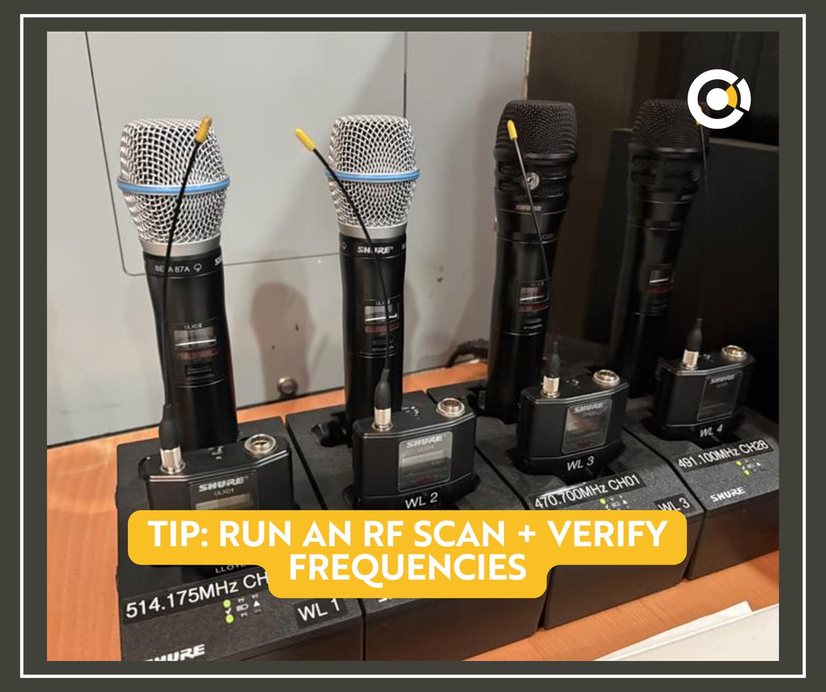 ccisolutions's tweet image. Preparing for Christmas services? 🎄
Run an RF scan + confirm wireless frequencies this week.
A 2-minute step that prevents last-minute interference — and helps ensure smooth worship.

#ChurchTech #WirelessAudio #AVIntegration