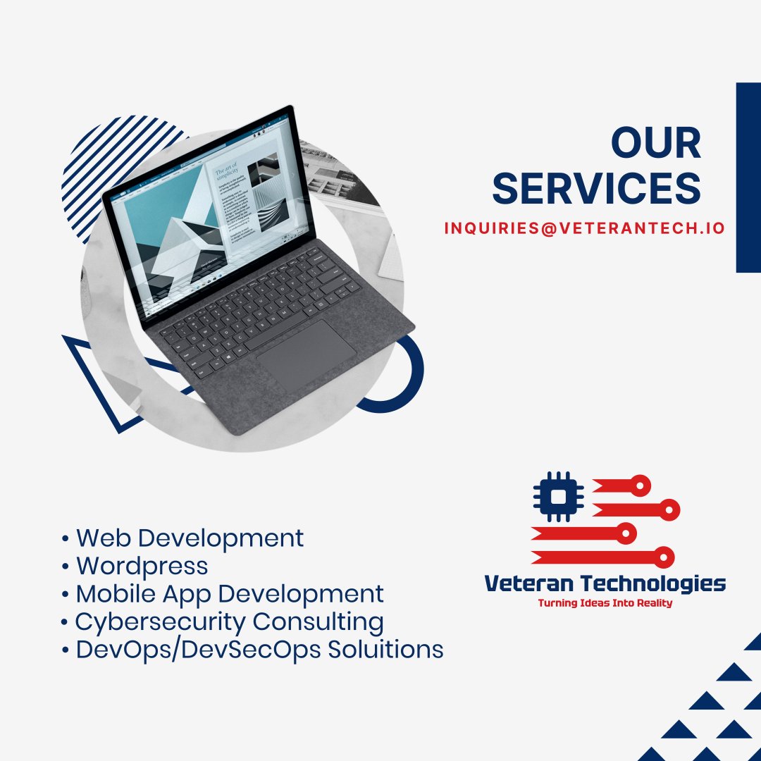 veterantechio's tweet image. Need help with #WebDevelopment, #MobileAppDevelopment, #DevOps/#DevSecOps development and consulting, or basic #cybersecurity consulting, reach out to us and let us know what you need help with! We&apos;ll be happy to assist in any way we can! #SDVOSB #VOSB

zurl.co/qMXcn