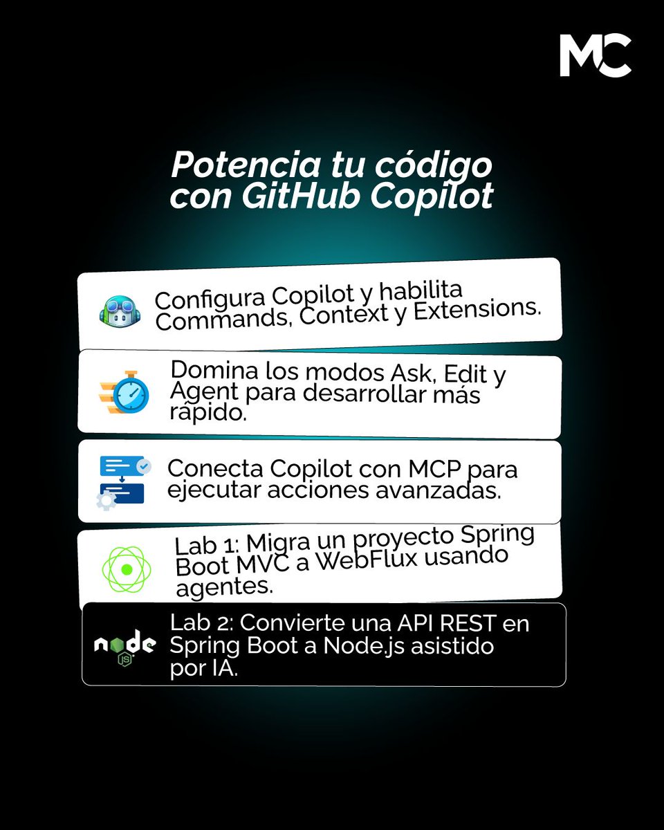 mitocode's tweet image. ¡Hey Coder! 🙋🏻♀️🙋🏻♂️. Te compartimos la ruta que seguirás en nuestro workshop IA para Developers 🤖

🚨 IA para Developers
📆 Inicio: 13 de Diciembre
📲 buff.ly/mOU1TbE
.
#mitocode #programador #programacion #tecnologia #ia #developers #workshop #iaparadevelopers