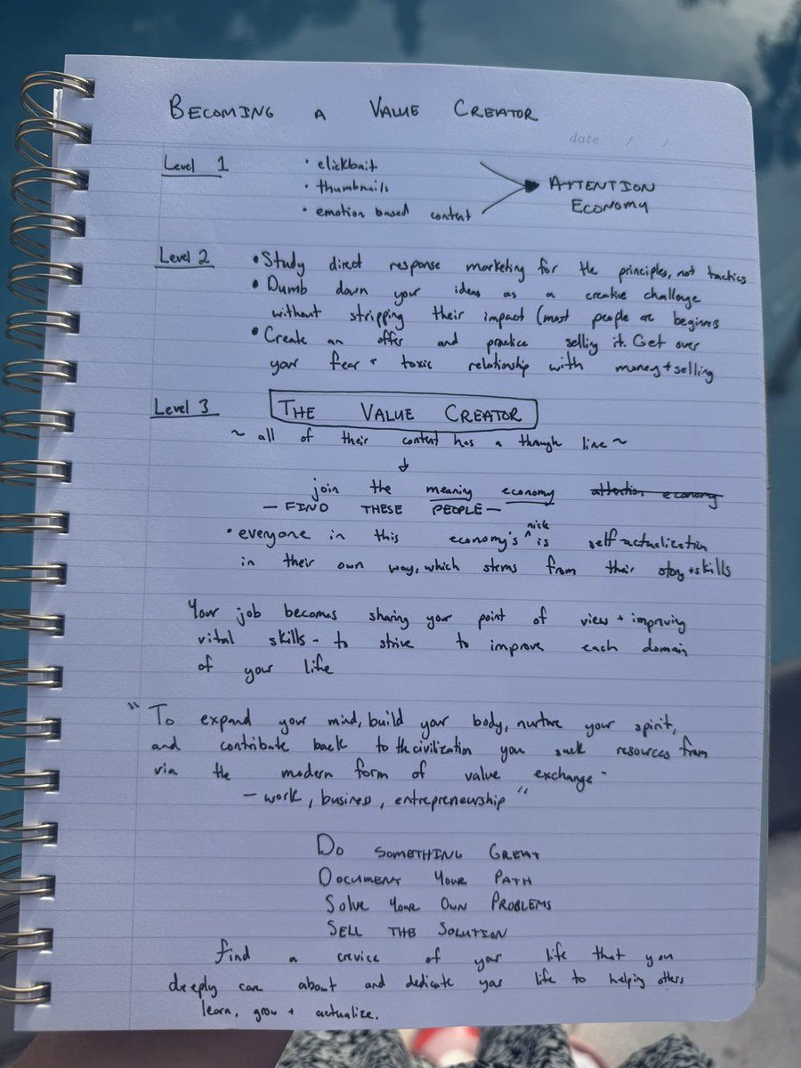 logoffwithlo's tweet photo. Started a media journal where I document my long form content consumption and take notes  + dump reflections in a journal to promote conscious consumption. *~human deep thinking.~* simple yet effective. Thanks for this today @thedankoe https://t.co/tzYBtdPKsW