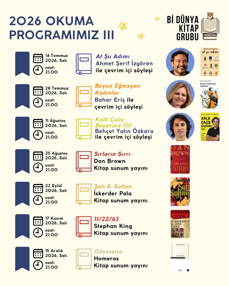 2021’den bu yana kitapseverleri aynı çatı altında buluşturan, binlerce üyesiyle Türkiye’nin en büyük WhatsApp okuma grubuyuz. Üstelik tamamen ücretsiz!

Her ay farklı türlerde kitaplar okuyor, gönüllü üyelerimizin hazırladığı sunum yayınları ile okuma deneyimimizi daha da