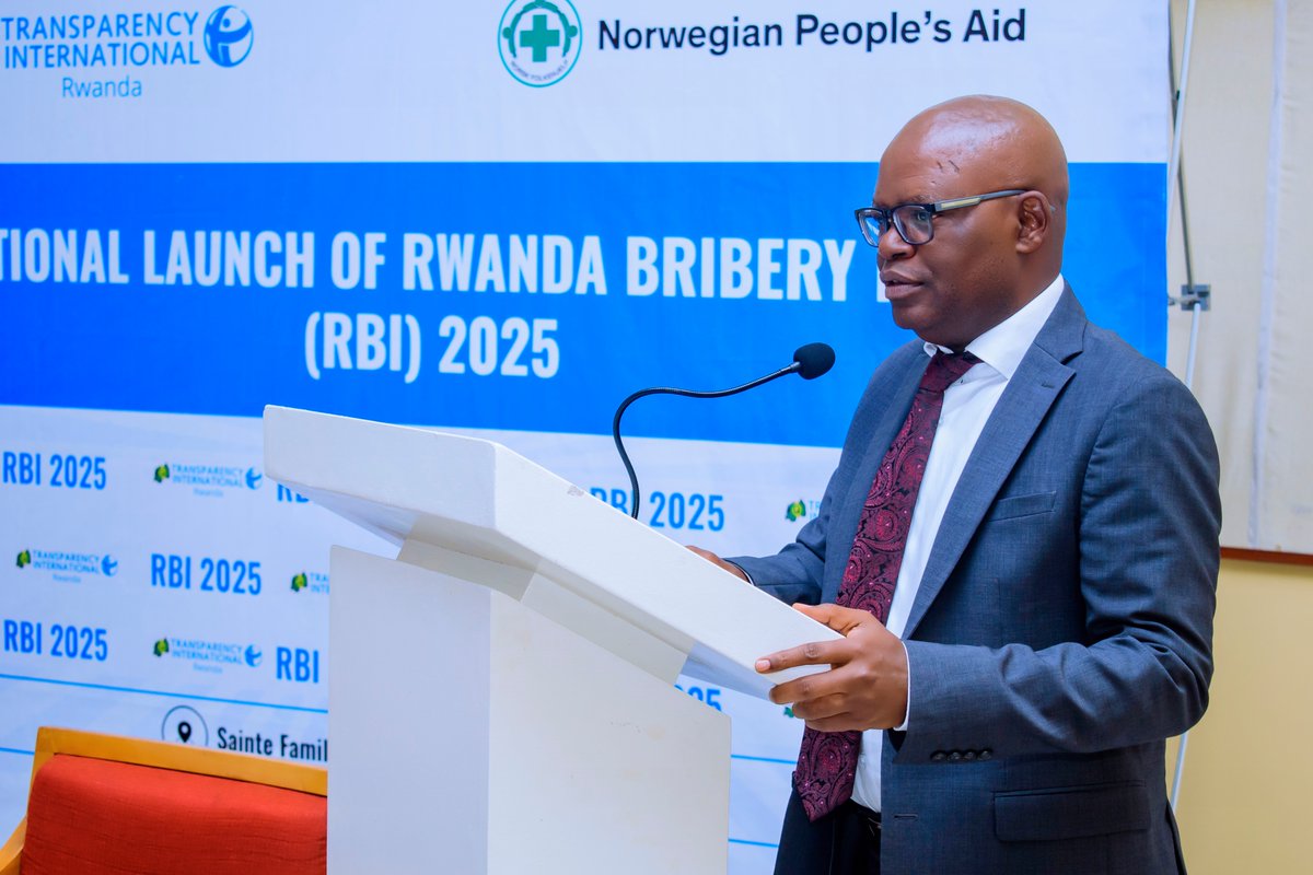 Happening Now: <a href="/TI_Rwanda/">Transparency International Rwanda</a> is launching the Rwanda Bribery (RBI) Index 2025. RBI is the annual <a href="/TI_Rwanda/">Transparency International Rwanda</a> publication whose aim is to assess experiences and perceptions of bribery as a specific form of corruption in #Rwanda.
<a href="/NPA_Rwanda/">Norwegian People's Aid Rwanda</a> <a href="/SwedeninRW/">Sweden in Rwanda</a> <a href="/SwissDevCoop/">Swiss Development and Cooperation</a> <a href="/RwandaOmbudsman/">Office of Ombudsman of Rwanda/Urwego rw'Umuvunyi</a>