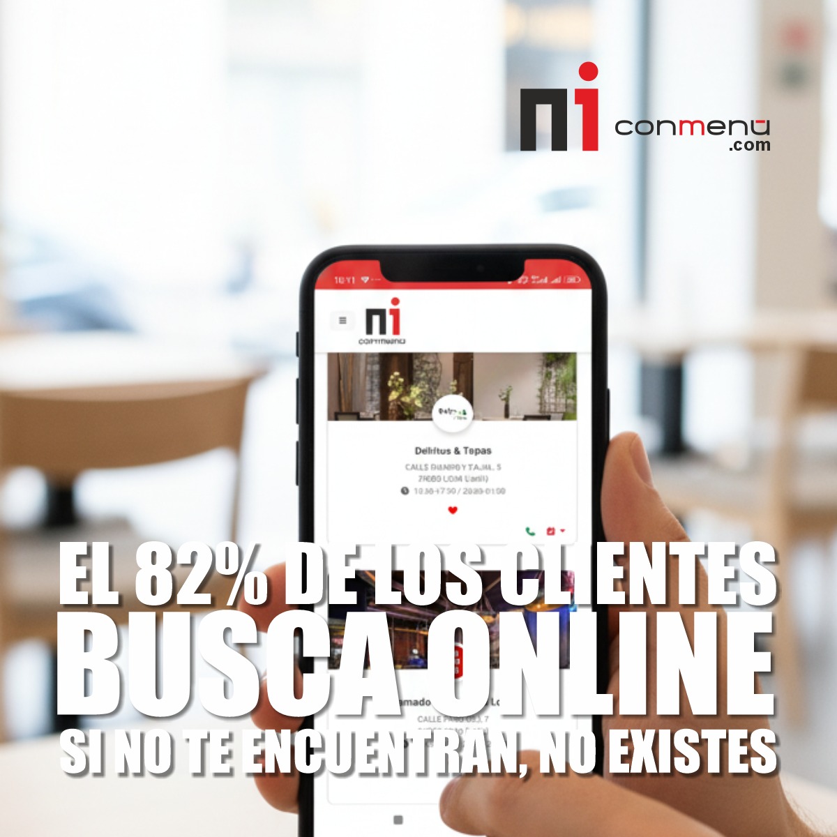 Entre semana el cliente no improvisa.
Busca online. Compara. Decide rápido.

📊 82% busca en Internet
📊 70% de los restaurantes dependen del fin de semana

Con ConMenusiempre visible.

👉 Activa tu restaurante hoy.
#Hostelería #ConMenu #MenúDelDía