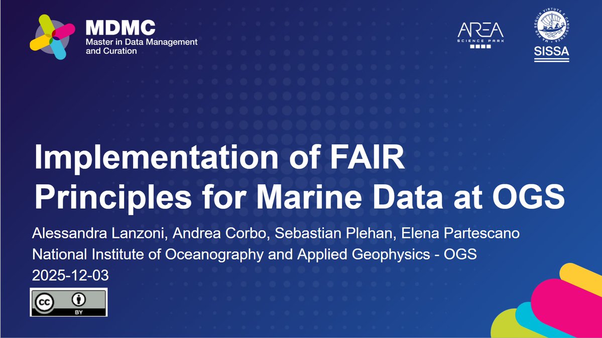nodcogs's tweet image. Do not miss the seminar within the Master in Data Management and Curation, organised by Area Science Park in Trieste. 📅 Today, 3 December, at 2.30 pm. OGS will present the implementation of FAIR Principles for marine data at OGS.
More info 👉areasciencepark.it/en/scientific-…
