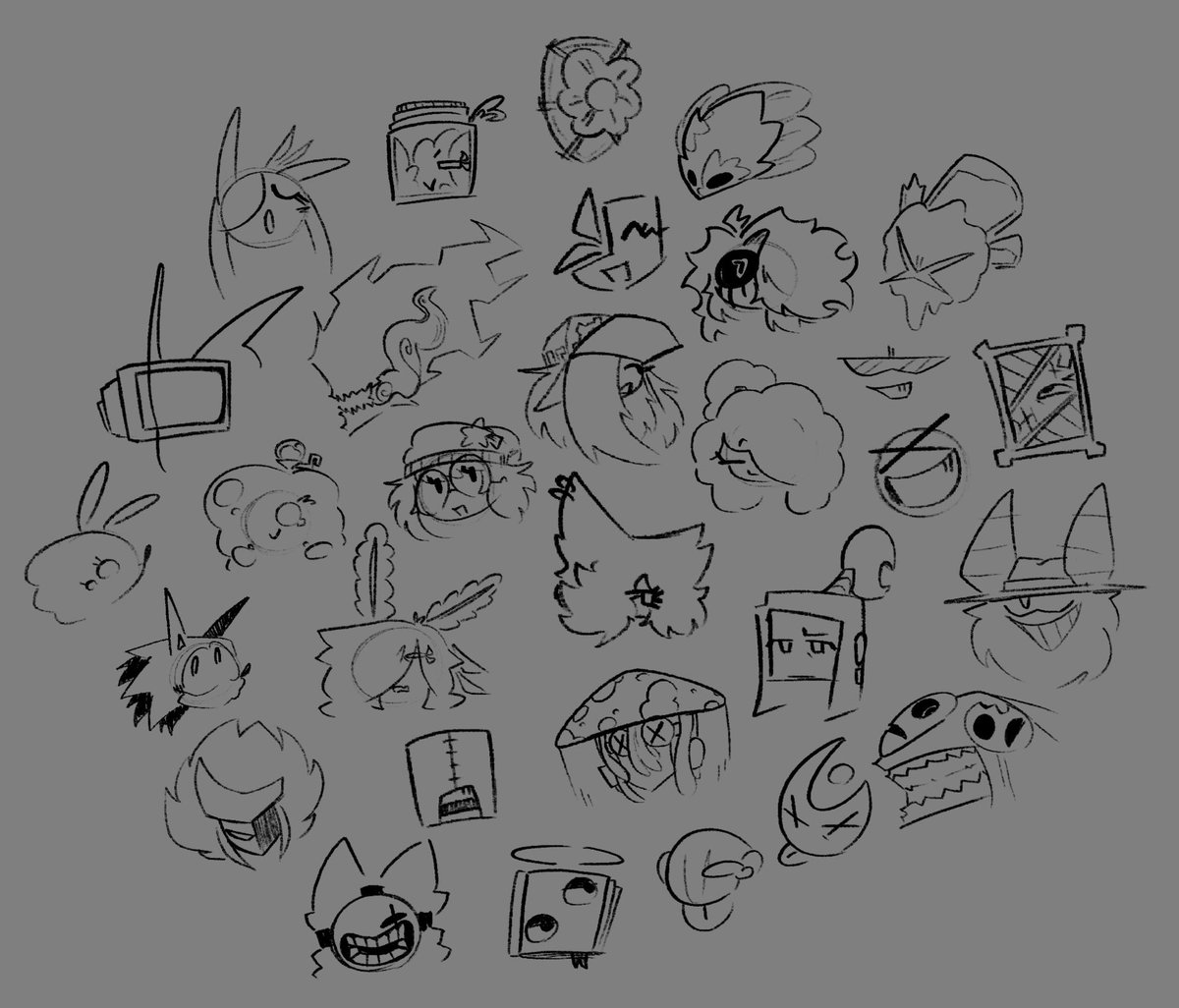 late night doodles of ALMOST every one of my ocs that i can remember rn.,

and if u want u can take a picture and ask about them, maybe ill even draw them.,,!