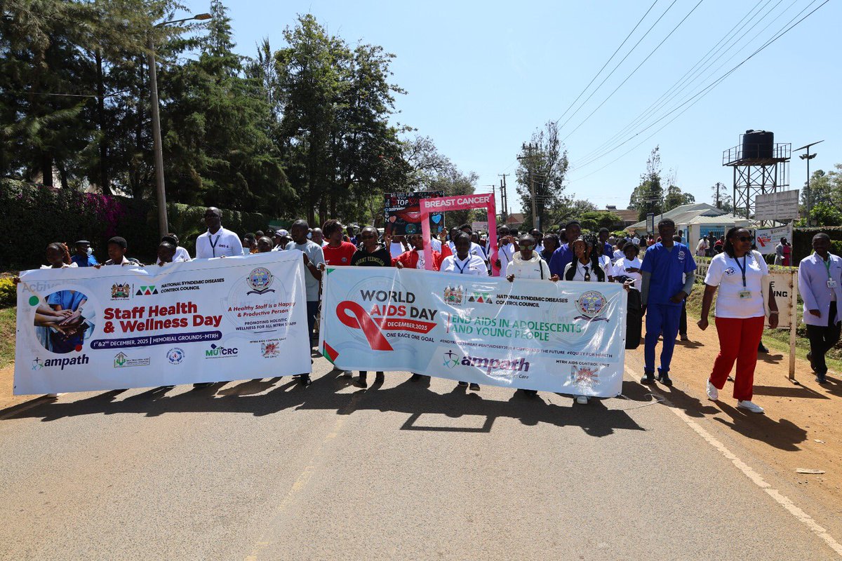 MTRHofficial's tweet photo. MTRH Marks 2025 World AIDS Day with a Two-Day Staff Health &amp; Wellness Event

Moi Teaching and Referral Hospital (MTRH), in partnership with Moi University and AMPATH, commemorated the 2025 World AIDS Day by hosting a two-day Staff Health &amp; Wellness Day, a comprehensive event https://t.co/p5dksQiuqS