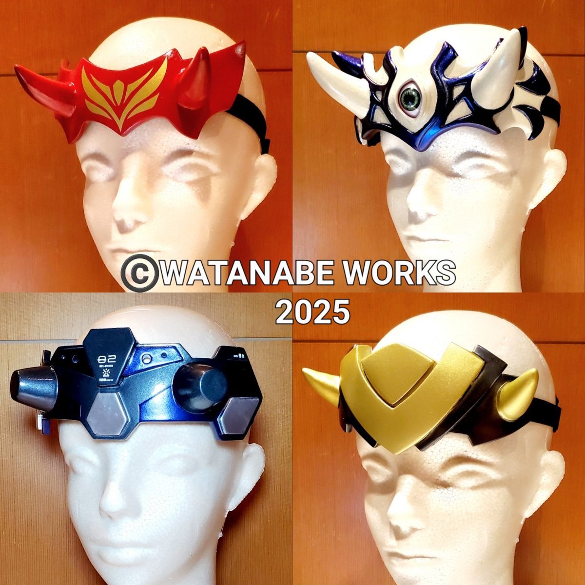 鬼の額当てシリーズ
額につけるとこんな感じ

【出展告知】
 #アンダークラフトマーケット に出展いたします。
年内最後のイベント出展です。どうぞよろしくお願い致します。

ブース番号:H-21.22
日時:12月6日(土)12:00〜17:00
場所:東京たま未来メッセ1階展示場