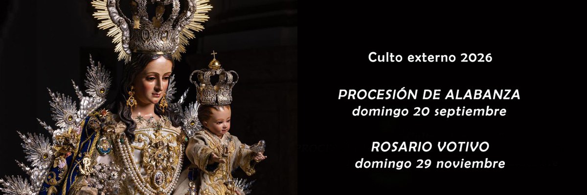 🔄 Actualizamos el banner de portada, con las fechas de los cultos externos de Regla para 2026:

🥁 Procesión de Alabanza: domingo 20 de septiembre

🎄 Rosario Votivo: domingo 29 de noviembre

#CofradíasMLG