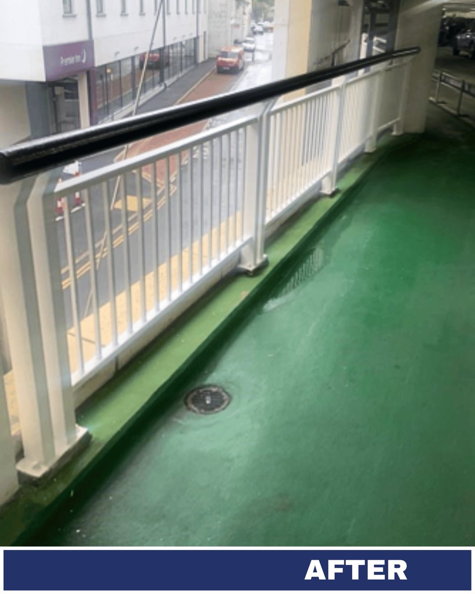 A satisfying before and after to kick off December. ❄️✨

We refreshed these worn railings for <a href="/marksandspencer/">M&S</a>, giving them a clean, smooth and freshly painted finish. Winter is hard on exposed areas, so now’s a great time for a refresh.

#CommercialDecorating #BeforeAndAfter