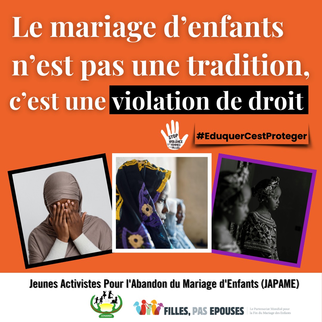 JapameB's tweet photo. Le mariage d’enfants n’est pas une tradition, c’est une violation de droit. À travers cette campagne, nous sensibilisons la communauté sur l’importance de protéger les filles et de soutenir leur éducation.

https://t.co/zQ4bkayjxg

#EduquerCestProteger #16JoursdActivisme #Japame https://t.co/u1qkhrTPRF