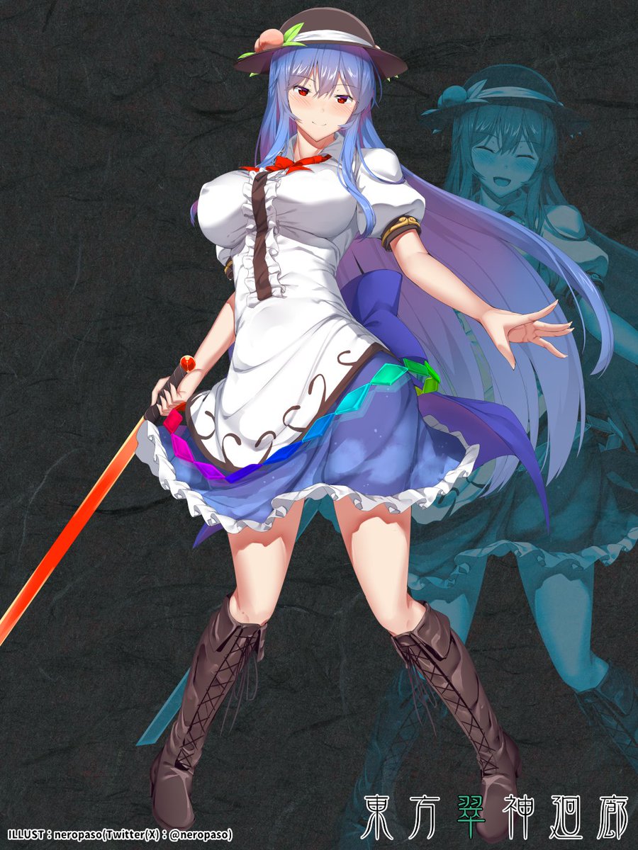 自作の東方二次創作ゲームの天子🍑 身体、そして精神が大きく成長し