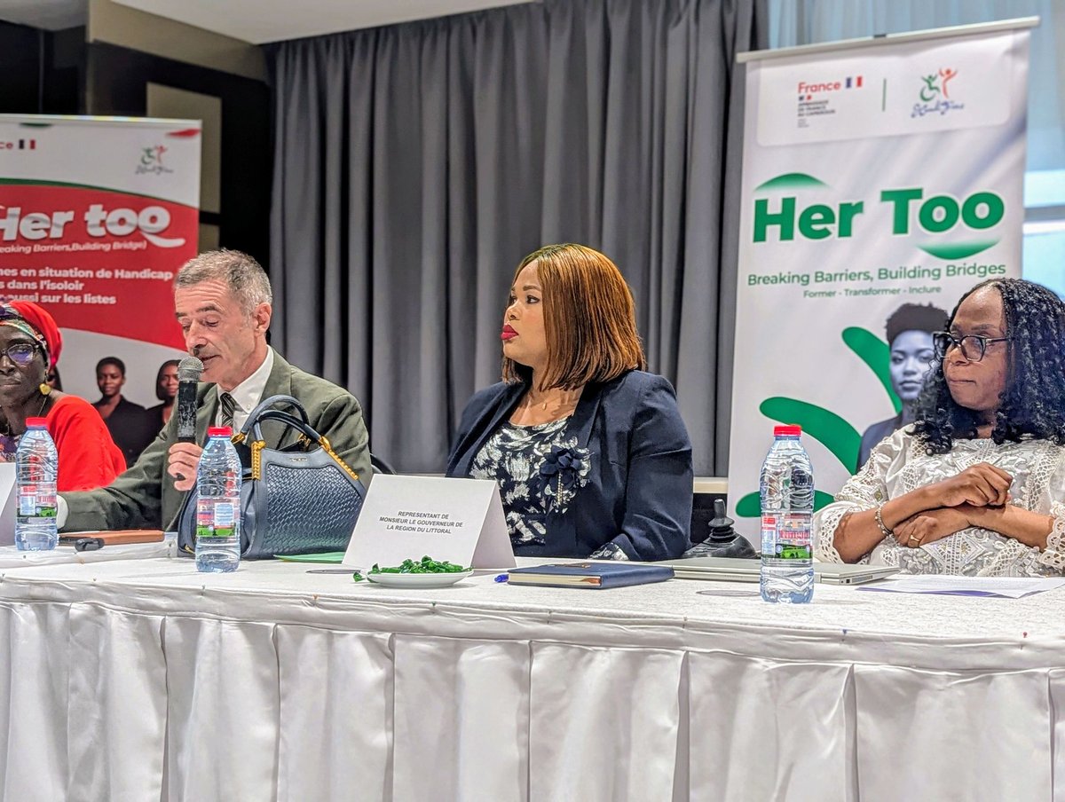 Badalfohmoh7's tweet photo. Les objectifs portés par  #HerToo répond pleinement à ce que se fixe la stratégie française de diplomatie féministe.. Félicitations à @FRauCameroun et à l'asso @HandiFiers pour ce pont construit !

#HandiFiers https://t.co/0W5plrB8lF