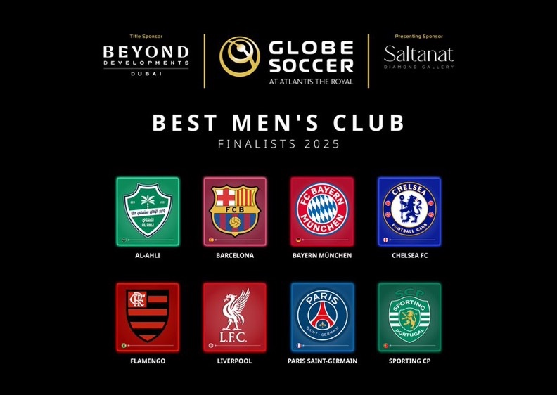 🚨 𝗢𝗙𝗙𝗜𝗖𝗜𝗔𝗟: Final nominees for the Globe Soccer Awards Best Men's Club of 2025:

• Al-Ahli
• Barcelona
• Bayern 
• Chelsea
• Flamengo
• Liverpool
• PSG
• Sporting.