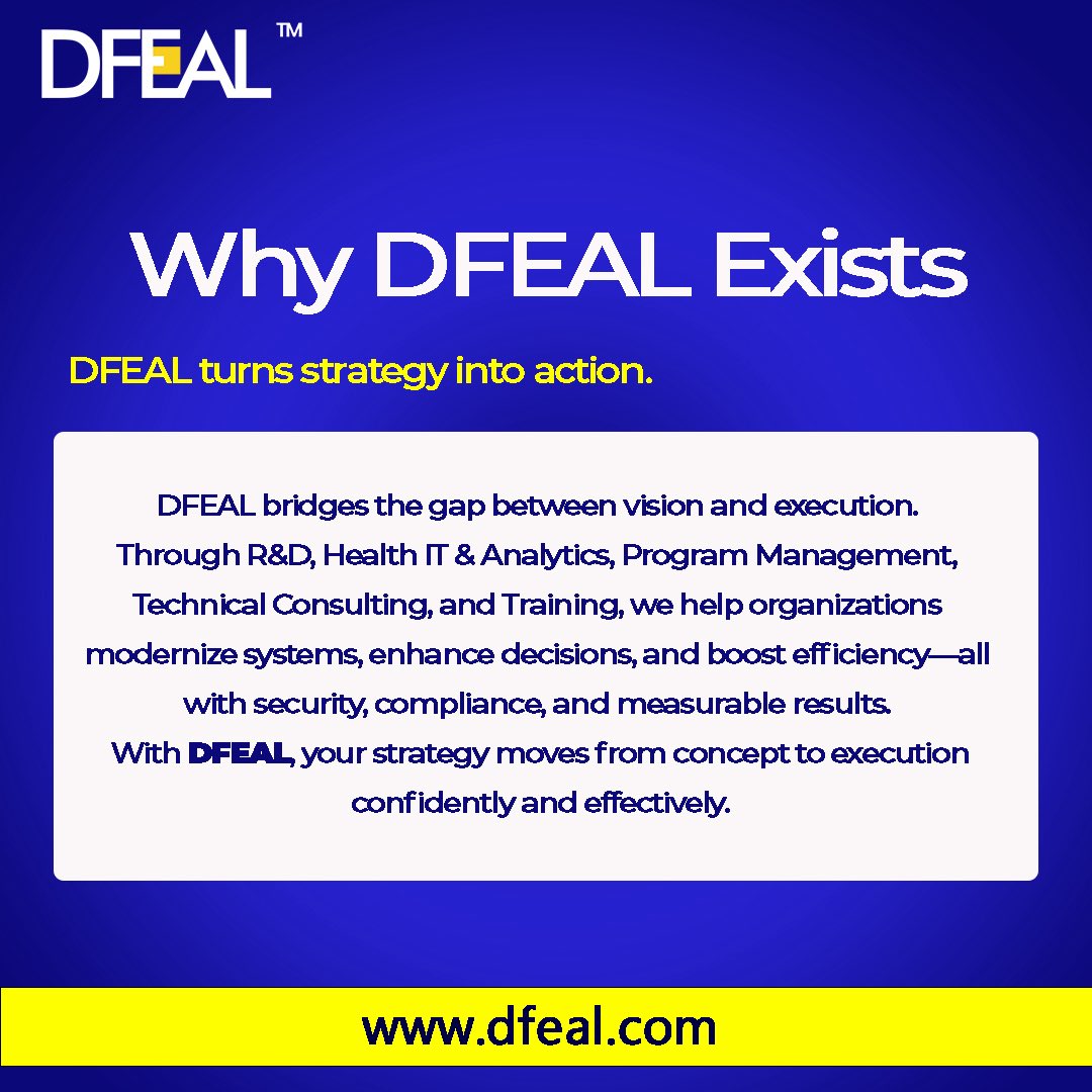 dfealgroup_us's tweet image. Our Core Service Pillars.
.
.
#Dfeal
#TechSolutions
#SmartExecution
#Outcomefocused
#BusinessStrategy