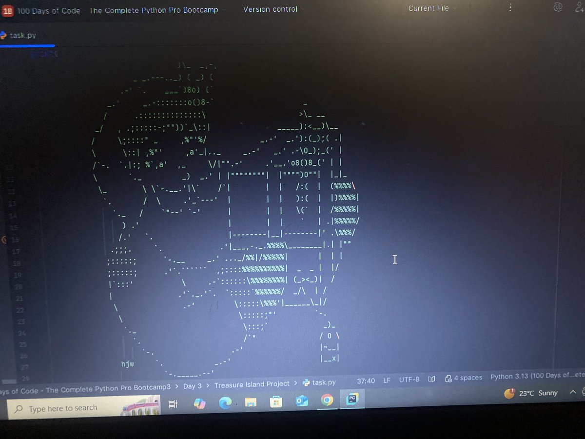 nhanjhay's tweet image. #100DaysOfCode
Took a break, but I’m back and continuing from where I stopped.
Small progress is still progress. 🚀
Day 3 &amp;amp; 4 complete ✨
Learning conditionals, randomness, and built a Rock–Paper–Scissors game.
One step at a time. 🖥️
#PythonLearning