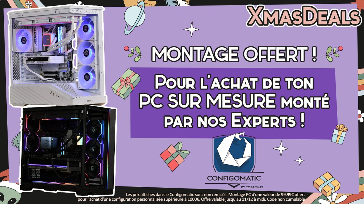 TopAchat's tweet image. 🔥 Montage OFFERT, pour l'achat de ton PC sur mesure monté par nos Experts !

topachat.com/configomatic