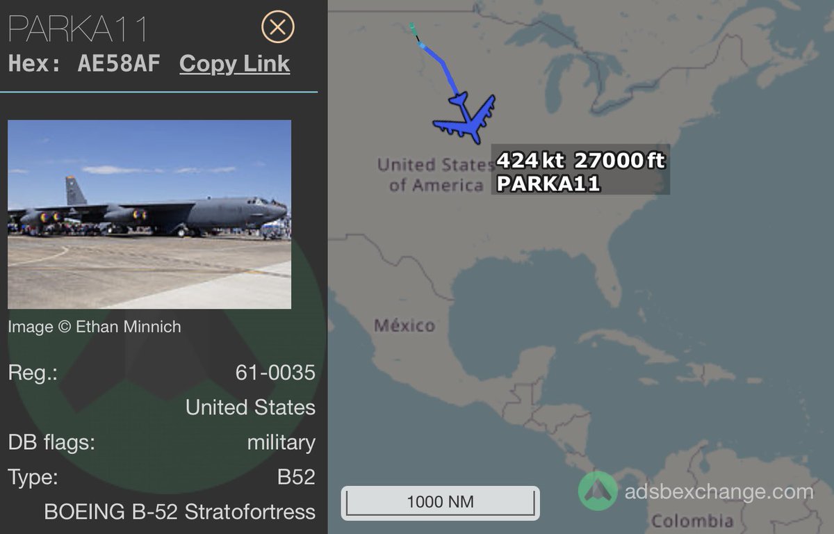 B-52s PARKA 11 flight departed Minot AFB enroute to the Caribbean towards Venezuela. 0951 Zulu
💪😎