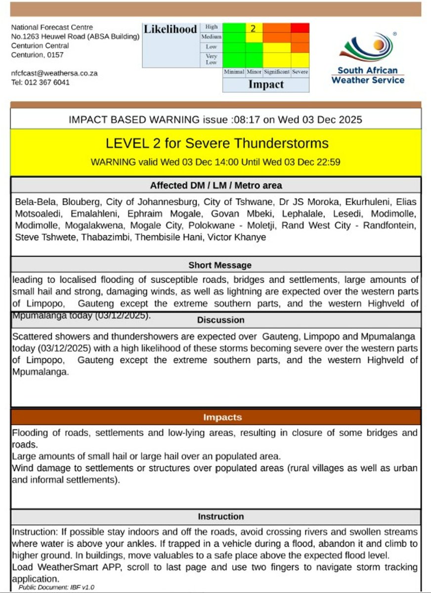 Gauteng Provincial Disaster Management Centre tweet media