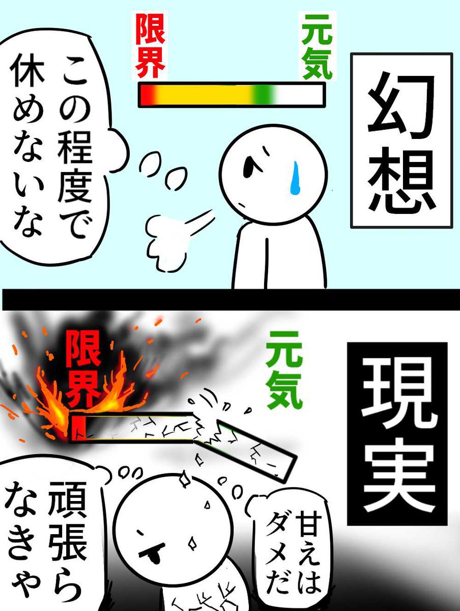 「このくらいで休んだら迷惑かな」
　って思ってるお前、 　

もうとっくに壊れてるぞ☆