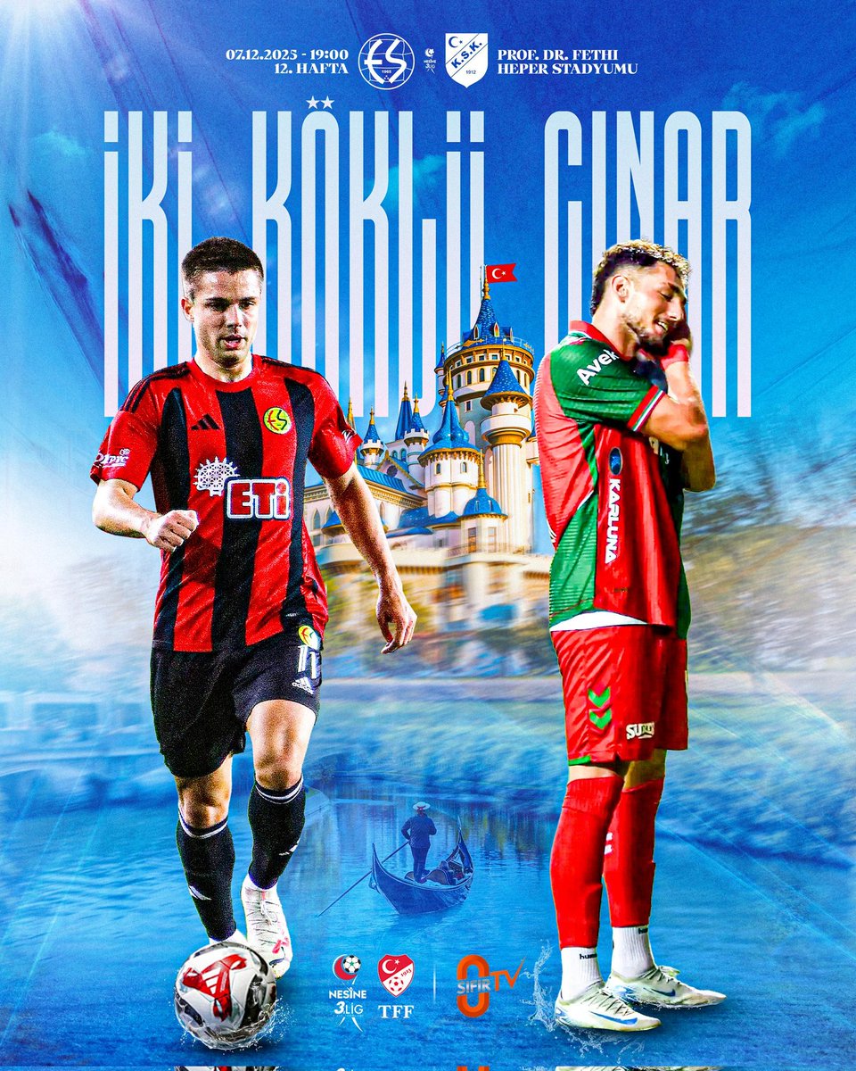 Bu karşılaşma sadece bir maç değil, tarih kokan bir randevu! 🔥 #ESvKSK

🗓️ 7 Aralık 19:00
🏟️ Prof.Dr.Fethi Heper Stadyumu
📺 SIFIR TV

Senin tarafın hangisi? ⚽️👀

#sifirtv #eskisehir #karşıyaka