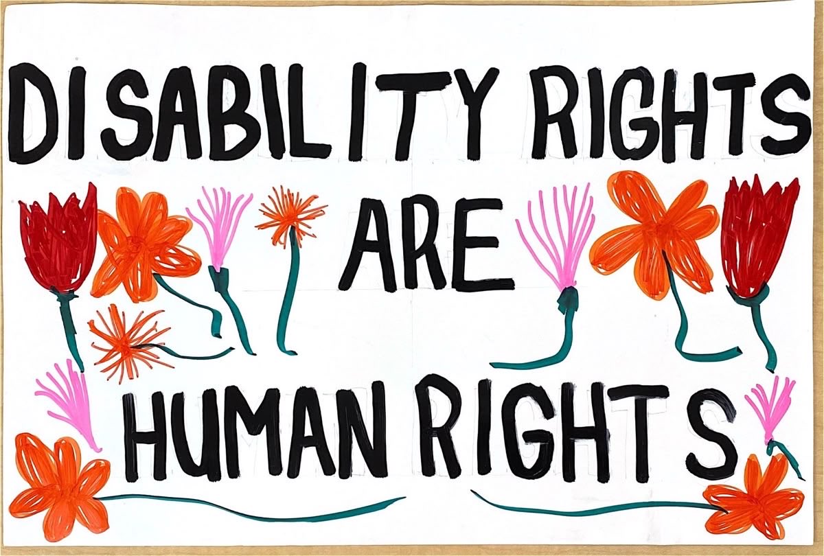 DRDisabilityReb's tweet image. A reminder: #disability rights are human rights. 

In a world of increasing hatred towards disabled people, this is more important than ever. 

Art: JFSA Cleveland (Client Artwork)