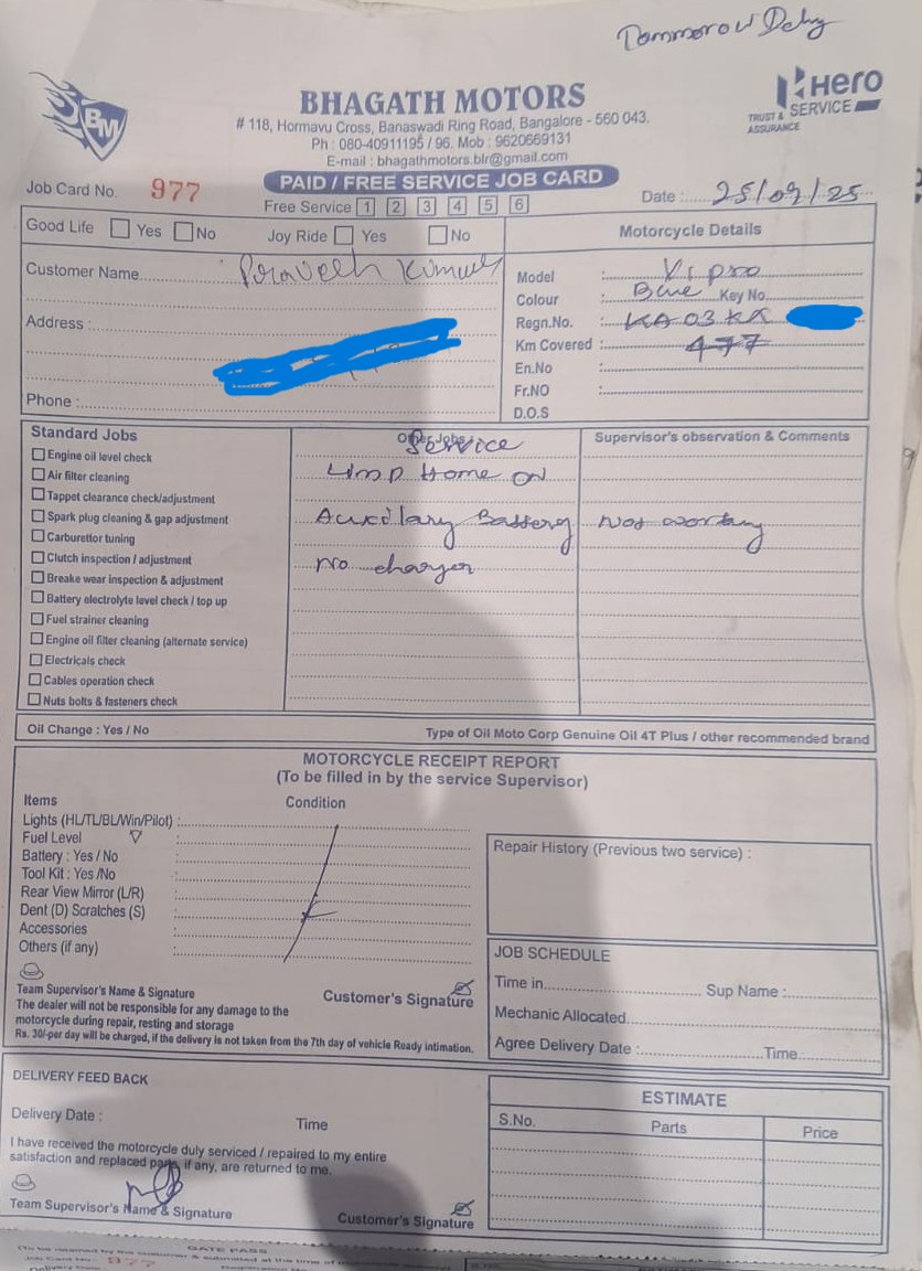 Kumarid4u's tweet photo. @HeroMotoCorp 
it is been 3months my vehicle is in service centre saying batter issue and some one says battery production stopped and many things https://t.co/rcM8OdQ5fd