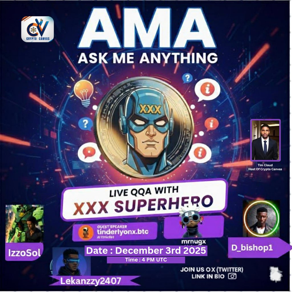 XXXHeroCoin's tweet photo. We going live in few hours
Be there to be among the first holders 

Our speakers @Lekanzzy2407 @mrnugx  @tinderlyonx  @IzzoSol  @D_bishop1 https://t.co/aYATJdV7eI