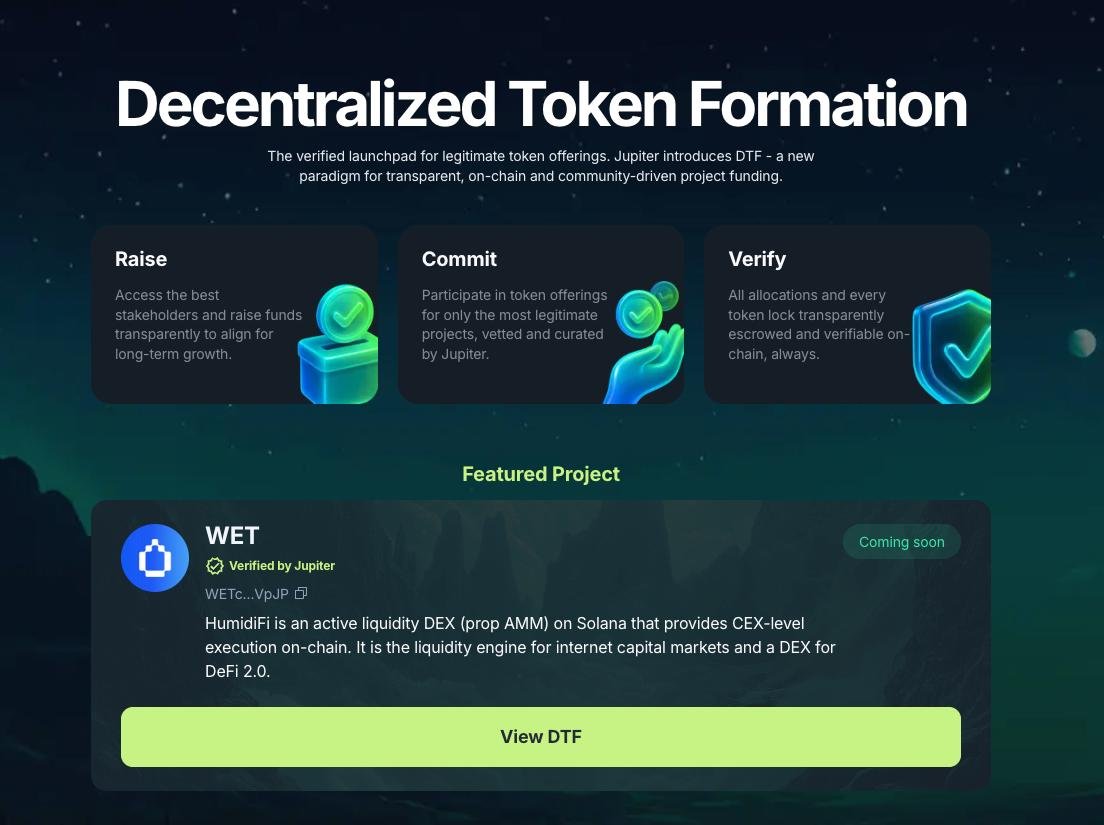 Jupiter just rolled out another quiet power move with DTF.
A verified launchpad where stakers get first-touch access to real projects instead of noise.
The landscape right now is simple. Breakpoint energy is pushing Solana volume up. Fresh liquidity is hunting for clean
