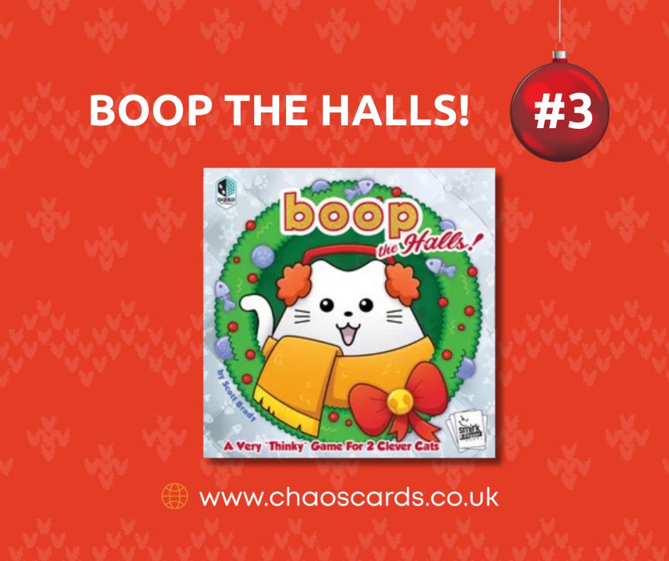 #3 of our gift ideas advent is Boop the Halls! bit.ly/48MThTA

Boop the Halls is a Christmas version of Boop where cheeky kittens can either be naughty and ‘boop’ decorations from a beautifully decorated tree, or nice and line their cats in a row. This two player game is