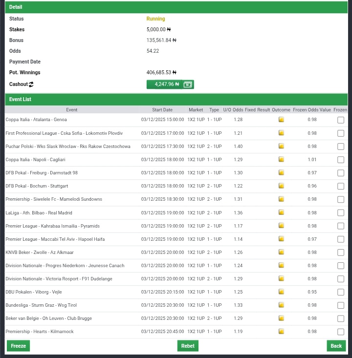 OgaNlaMedia's tweet image. Wednesday BOOM on #BET9JA
⬇️

⚪ 5 + Odds ⬇️
BOOKING CODE ➡️  3RF77R6

⚪ 50 + Odds ⬇️
BOOKING CODE ➡️  3RDS2RX

⚪ 100 + Odds ⬇️
BOOKING CODE ➡️  3RF6KCG

May our ticket be GREEN 💚. Bet here &amp;gt;&amp;gt;&amp;gt; Bet9ja.com. 

#Bet9jaCode