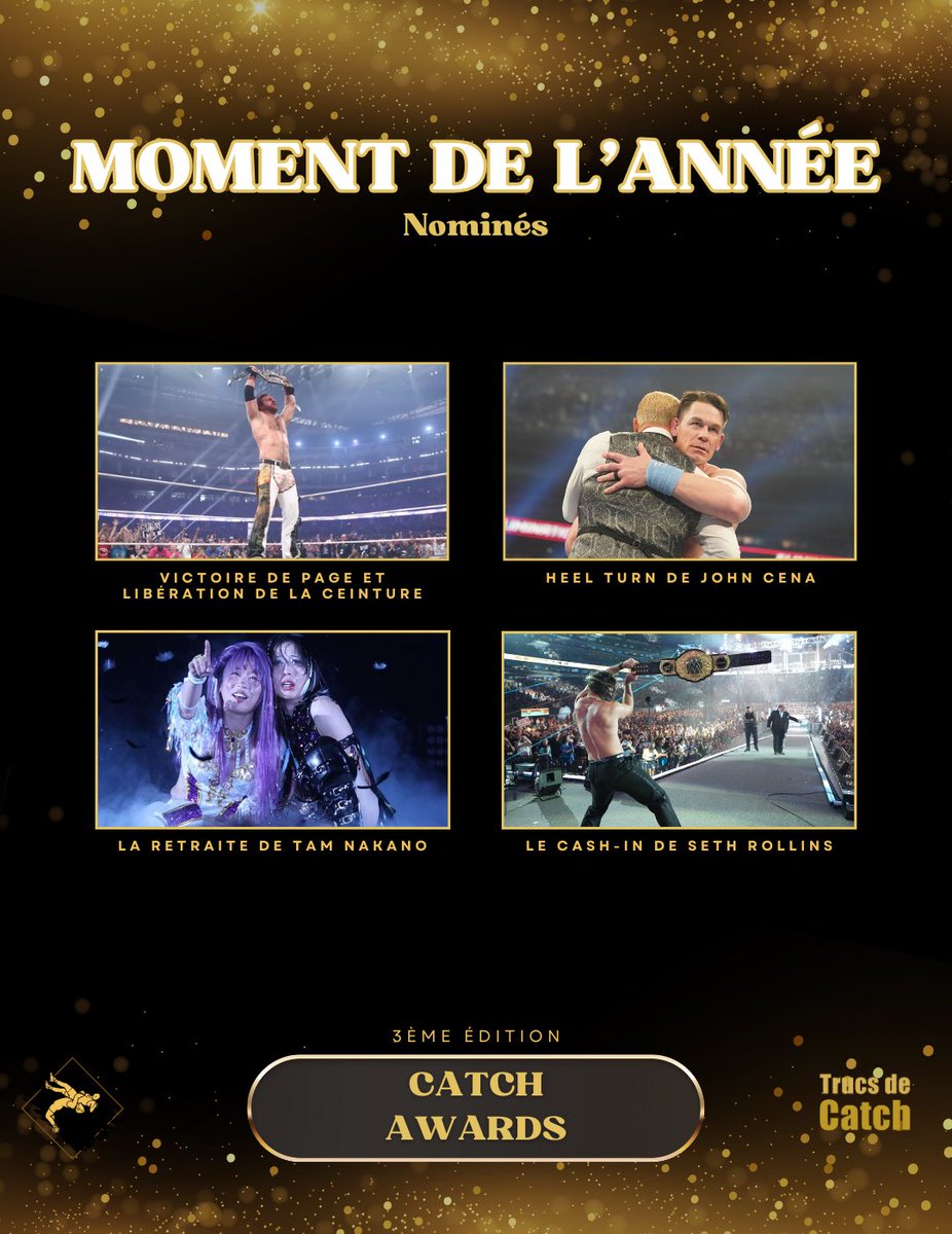 🔥 CATCH AWARDS – Moment de l’Année ! 🔥
Les votes sont ouverts ! Quel moment vous a le plus marqué cette année ? 🏆✨

💥 Victoire de Page et libération de la ceinture
😈 Heel turn de John Cena
🌙 La retraite de Tam Nakano
⚡ Le cash-in de Seth Rollins

docs.google.com/forms/d/e/1FAI…