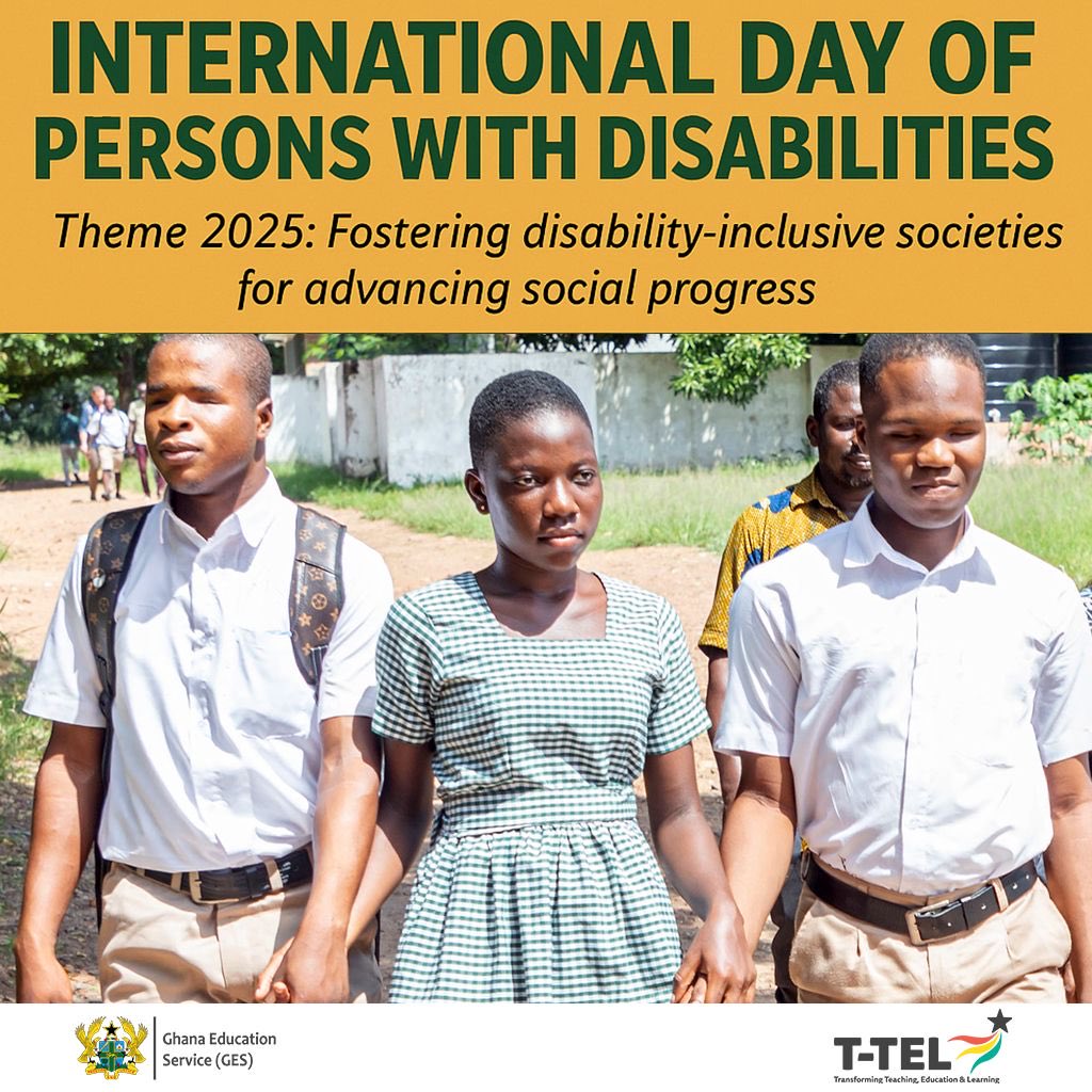 TTELGhana's tweet photo. Inclusion helps every learner feel seen and capable. When we make space for different abilities, we give every child the chance to grow with confidence. Today reminds us to keep creating classrooms where each child is valued and supported.
#DisabilityDay #IDPD2025 https://t.co/k3mCQlkKjz