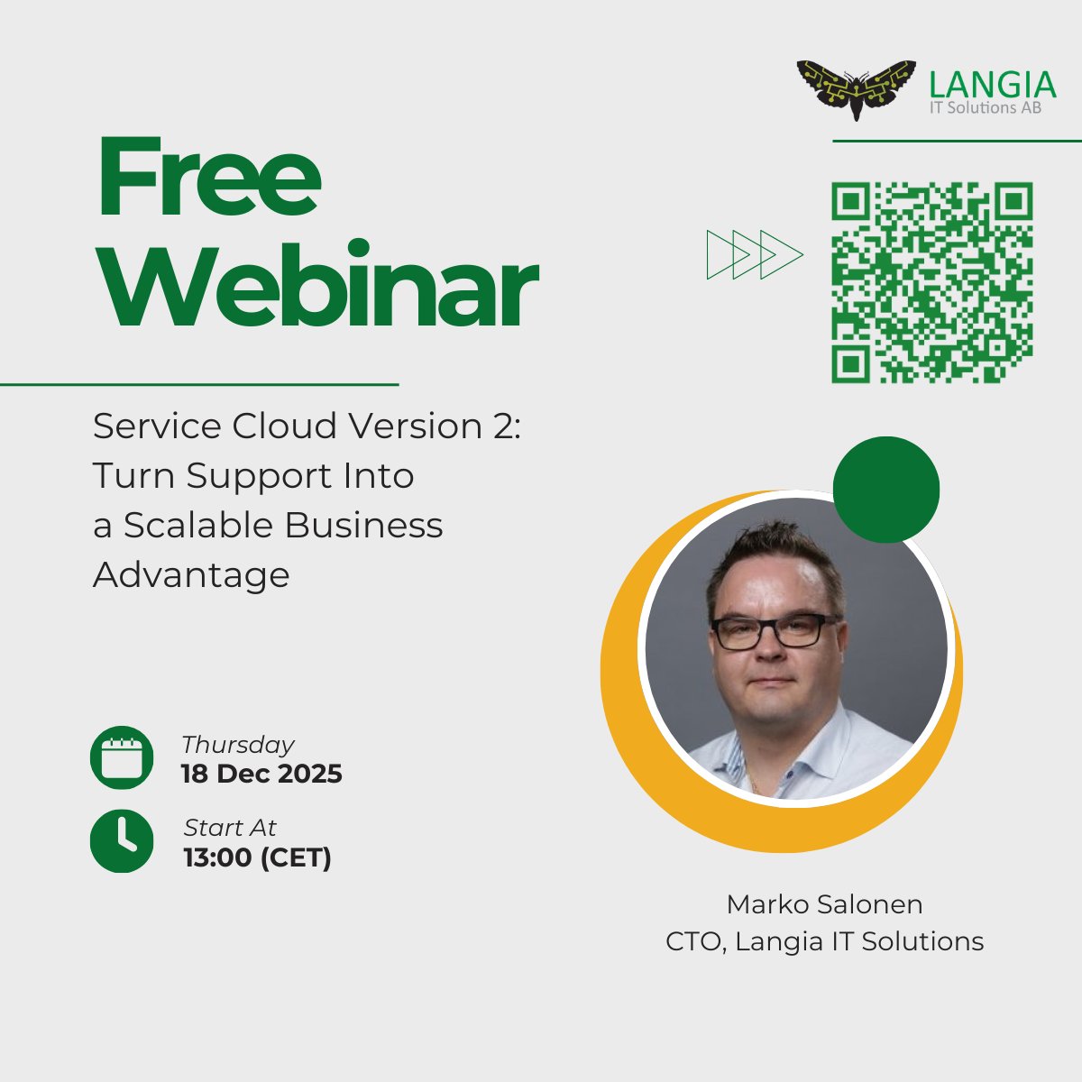 LangiaIT's tweet image. Register for our free Langia webinar on Service Cloud V2 and discover how to scale your support operations with greater speed and accuracy.
Thu 18 December 13:00 CET
Register: hubs.ly/Q03W2LCn0 or scan the QR code

#SAPCX #SAPServiceCloud #CustomerExperience #Langia #AIinCX