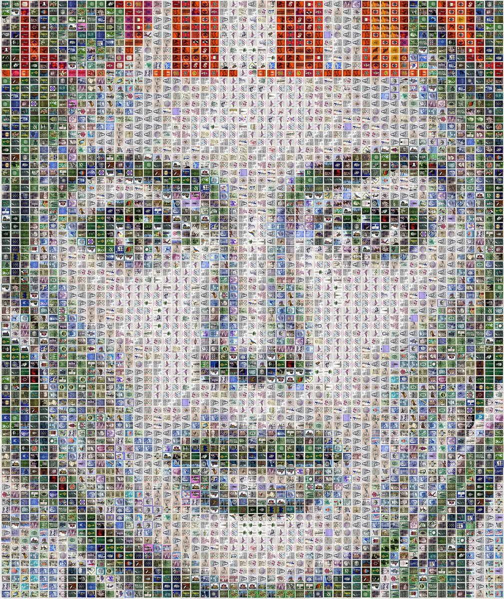danielvoelker77's tweet photo. Fine Art made of vintage postage stamps.                 
Handmade. Stamp Art. No digital effects.   

Doutzen Kroes, 2020 (BC)   @Doutzen 
4134 vintage postage stamps on panel  
Unique   
90.1x72,8in / 229x185cm    

#FineArt #StampArt #MosaicArt #PostageStamps #DoutzenKroes https://t.co/jzTESFNrCs