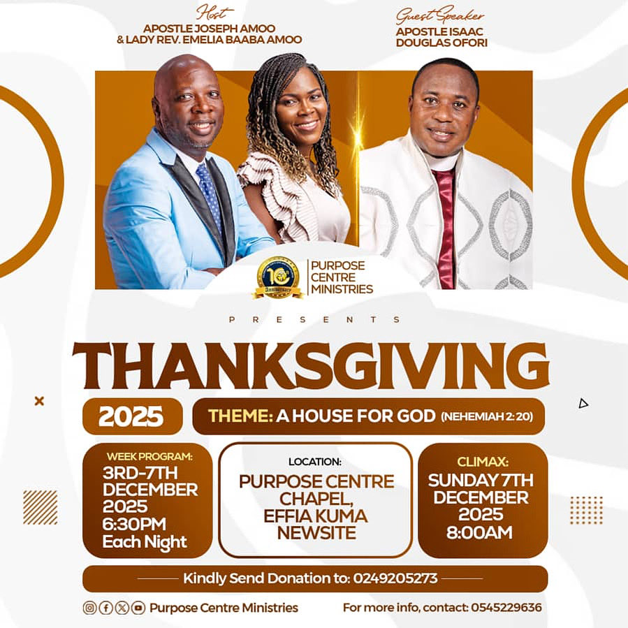 purpose_mini's tweet image. The Event is almost here!
The week-long evening service begins tomorrow night,don't be left out!
Invite friends and family!
Don't miss out during the week and on the Sunday Climax!

I am Rev. Joseph Amoo, this is my formal invitation for you. Thank you