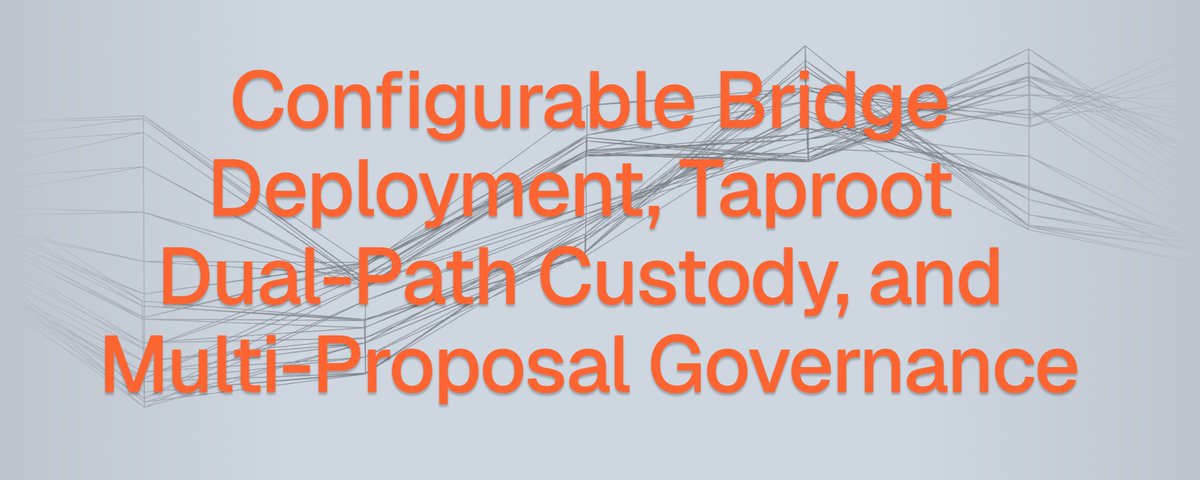 Configurable Bridge Deployment, Taproot Dual-Path Custody, and Multi-Proposal Governance