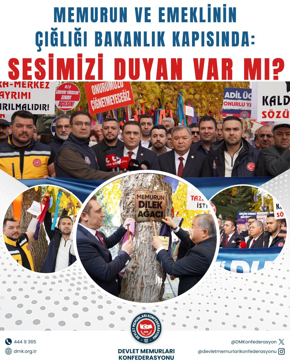 “Memurun ve Emeklinin Çığlığı Bakanlık Kapısında: Sesimizi Duyan Var mı?”

Bugün Devlet Memurları Konfederasyonu olarak Çalışma ve Sosyal Güvenlik Bakanlığı önünde memurun ve emeklinin sesi olmak için güçlü bir basın açıklaması gerçekleştirdik.

Eylem kapsamında **“Memurun ve